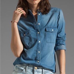 DAKOTA COLLECTIVE 💯 Cotton Denim‎ Button Down Collar Long Sleeve Shirt, Size XS